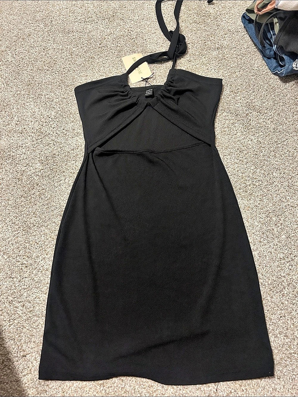SHEIN Black Ribbed Mini Dress Size Small